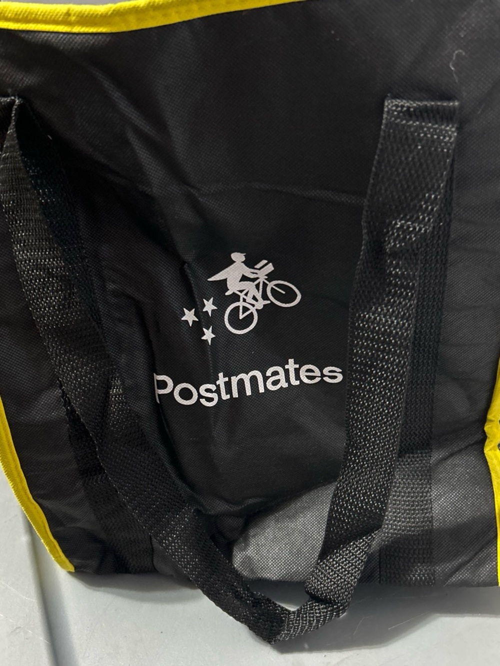 Insulated Delivery Tote Bag in Black with Yellow Trim